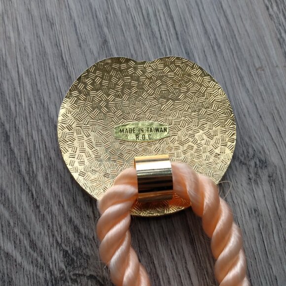 Vintage Cloisonne Rope Necklace Peach Orchid Floral Flower Butterfly Taiwan - Picture 5 of 11